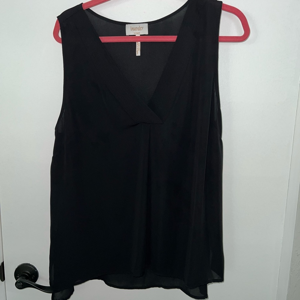 EUC L Laundry by Shelli Segal Black V Neck Sleeveless Top